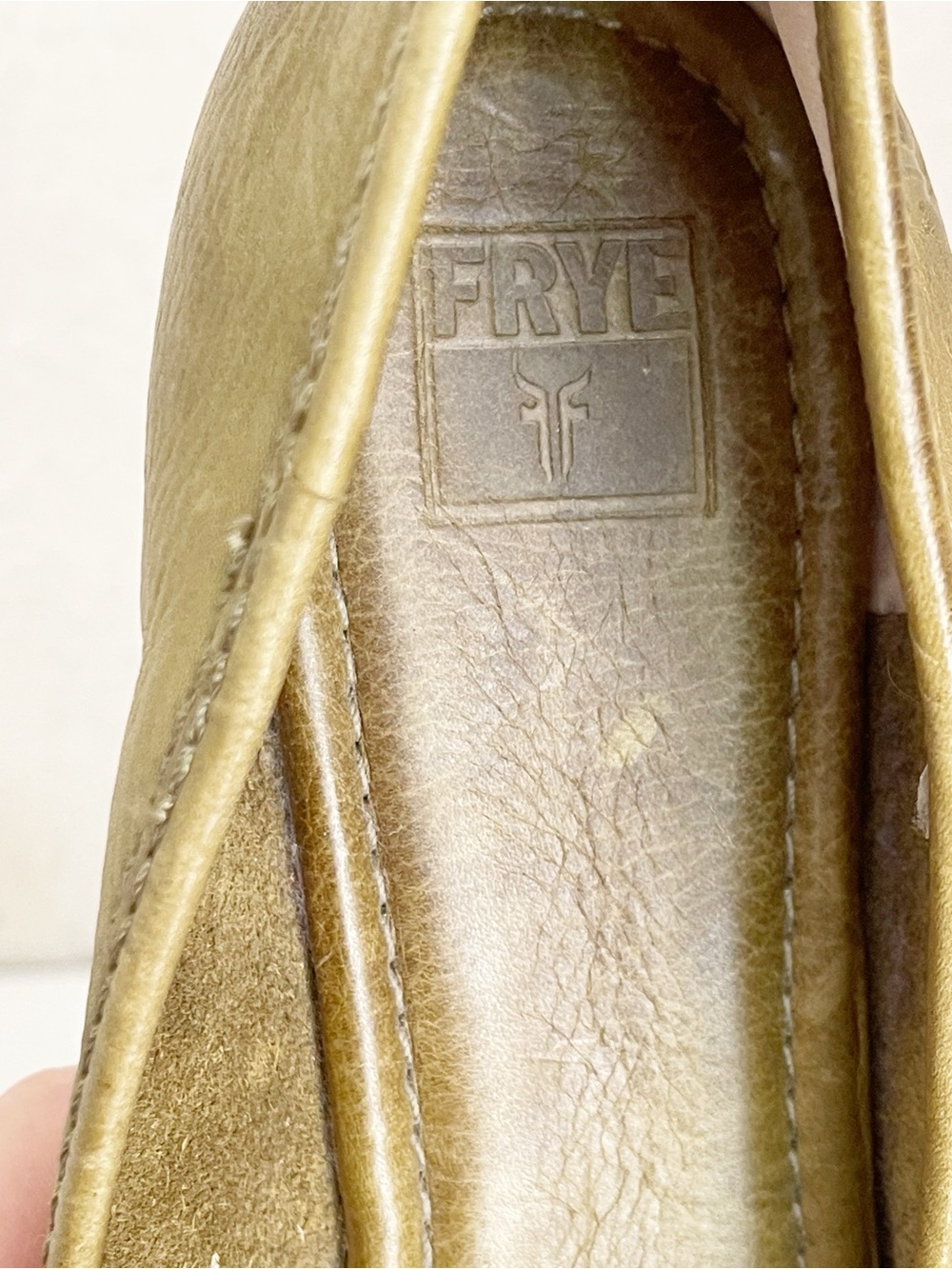 Frye Regina Ballet Flats Olive Leather pointed toe Flats - Women's Slip-On Shoe - Picture 4 of 13